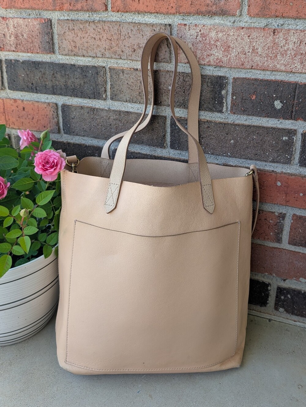🩷GUC Madewell Transport Medium Open Top Oversized Leather Crossbody Bag, Blush
